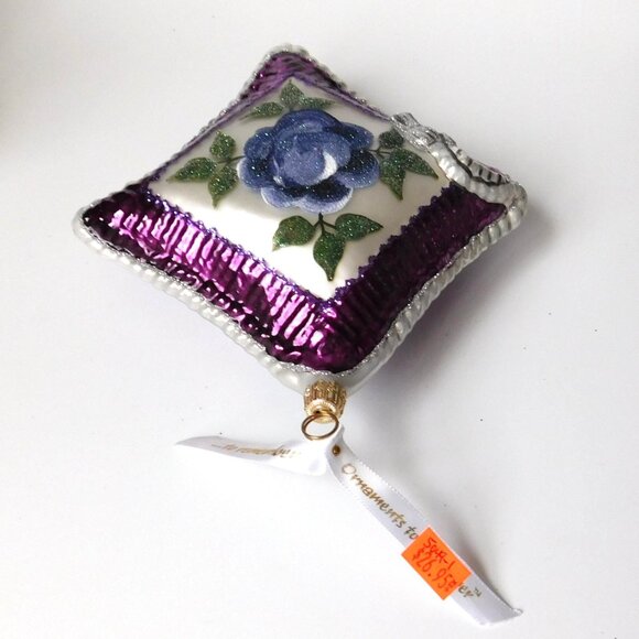 Lot of 3 Glass Pillow Ornaments by Ornaments to Remember Purple and Red NIB - Picture 11 of 13